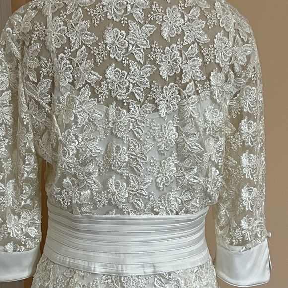 JS Collections embroidered/beaded evening or special occasion jacket Ivory Sz 10 - Picture 10 of 15